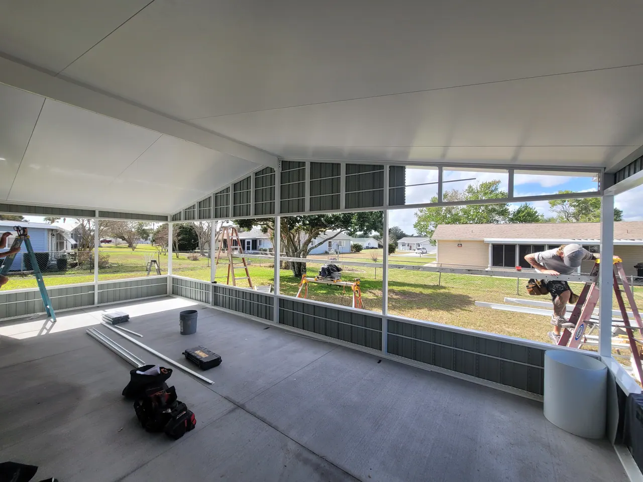 The covered interior while work is still underway.